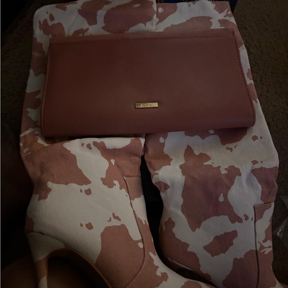 Aldo Pink and White Heeled Boots